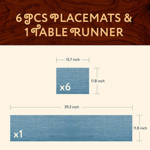 1 TABLE RUNNER + 6 PLACEMATS SET (BLUE SKY)