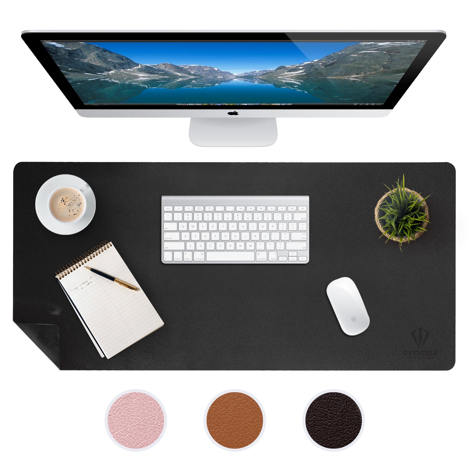 Venito Premium Leather Desk Mat (36 x 19 inch) - Large Mouse Mat for Home Office Accessories (Rustic Black)