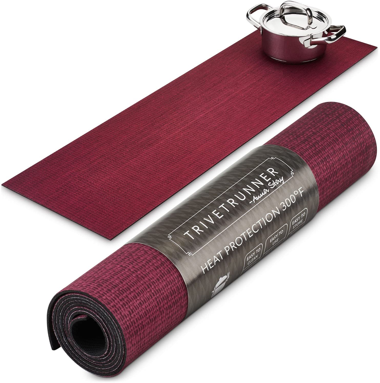 ANNA STAY | DECORATIVE TRIVET & KITCHEN TABLE RUNNERS | LONG | BURGUNDY